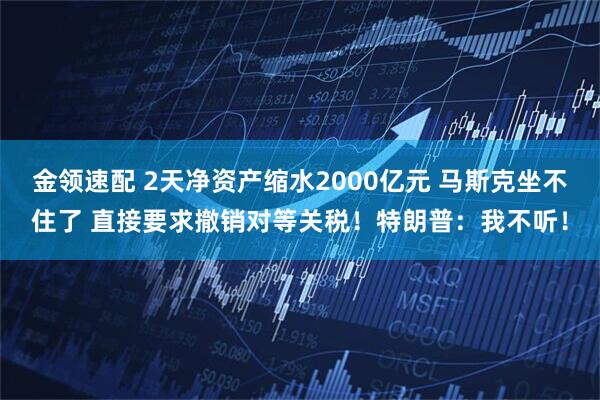 金领速配 2天净资产缩水2000亿元 马斯克坐不住了 直接要求撤销对等关税！特朗普：我不听！