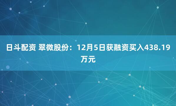 日斗配资 翠微股份：12月5日获融资买入438.19万元